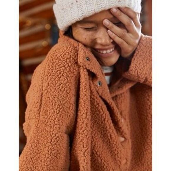 aerie Tops - Aerie Women's Quarter Snap Teddy Fleece Pullover Sweatshirt Burnt Orange Size XS